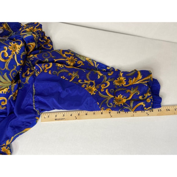 Vintage Plus Factor 90s Baroque Windbreaker Jacket Blue Gold Womens 18W - Picture 7 of 16